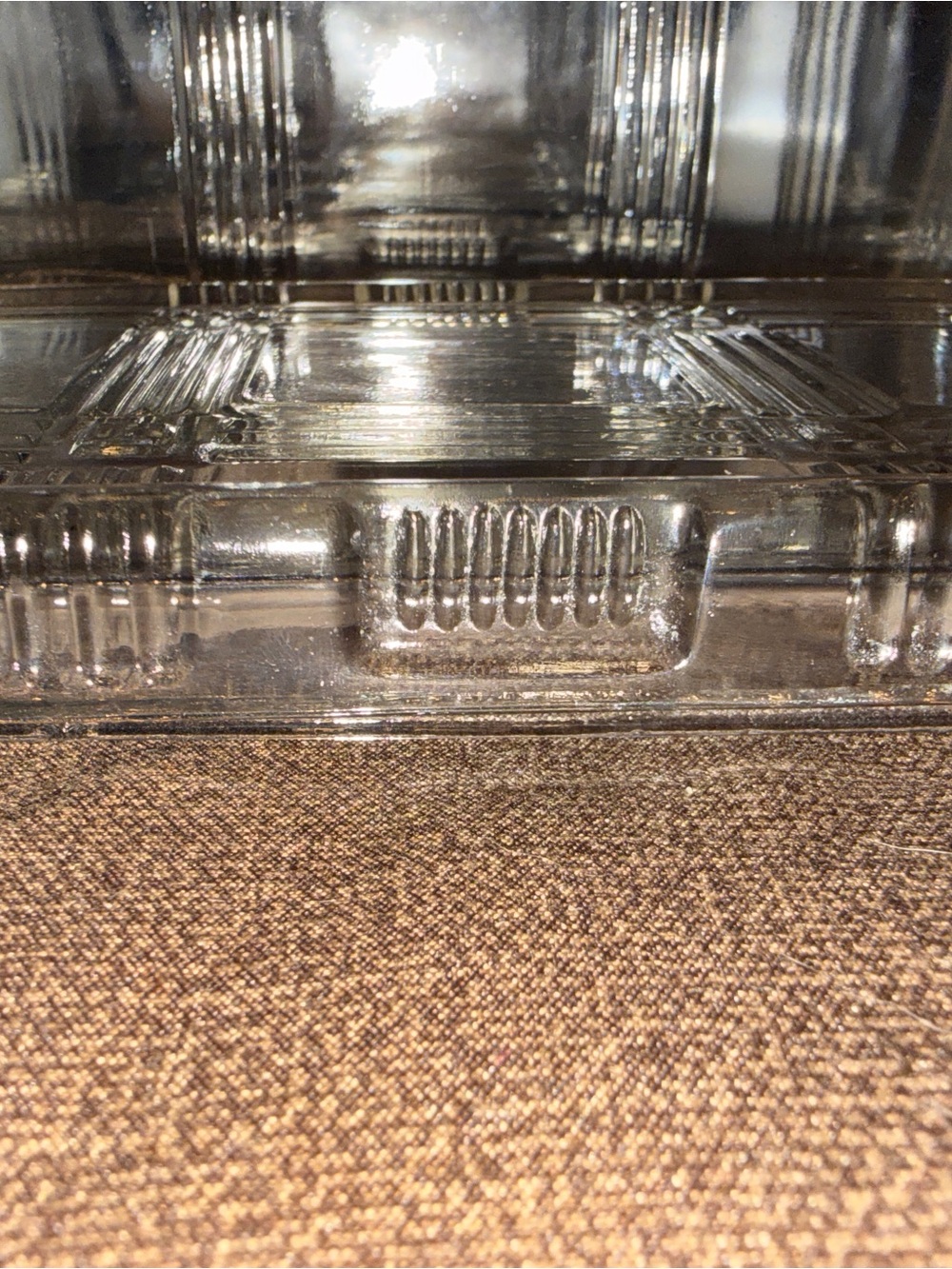 Vintage Clear Glass Refrigerator Dish w/Lid Rectangular Ribbed - Picture 4 of 8